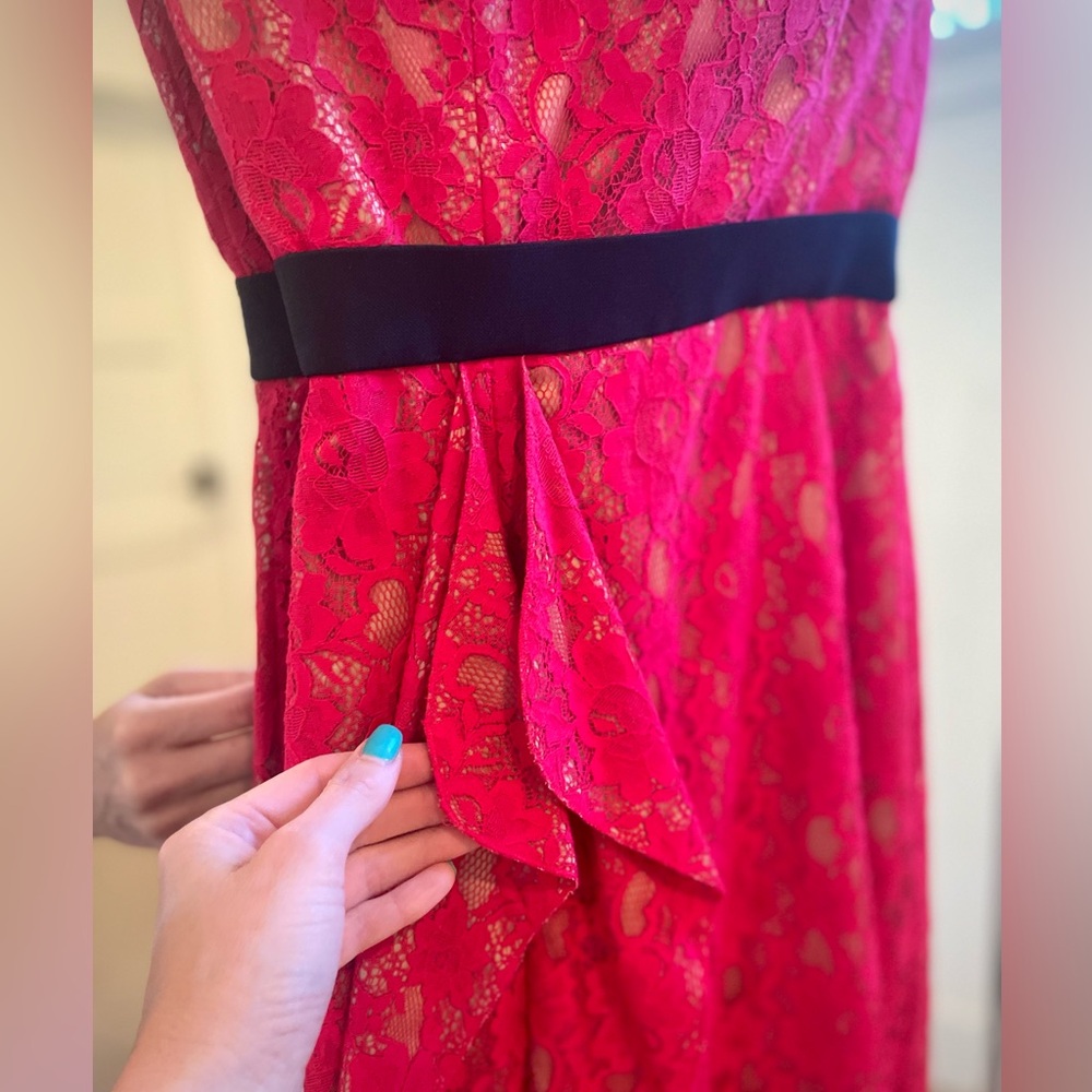BCBG MAXAZRIA Red Alexandra Strapless Lace Evening /Cocktail Dress Size 2